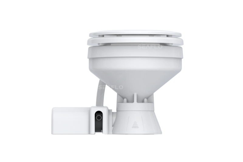 Унитаз судовой керамический 24В (компакт) сиденье из дерева с эмалевым покрытием