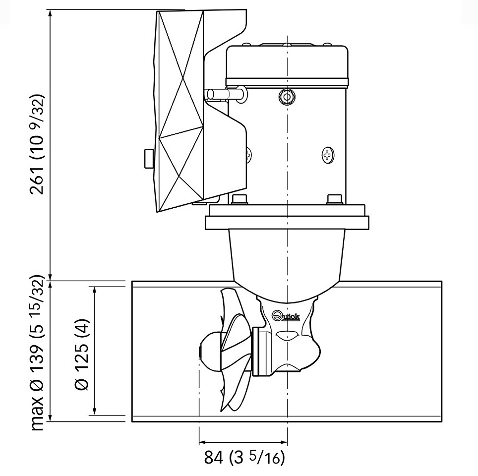 Комплект подруливающее устройство Quick, D125mm, 2,2 кВт, 40 кгс, (без тоннеля в комплекте)