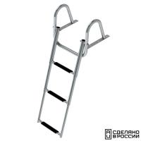 Трап телескопический с поручнем, 3 черных ступени (ширина 350 мм.)