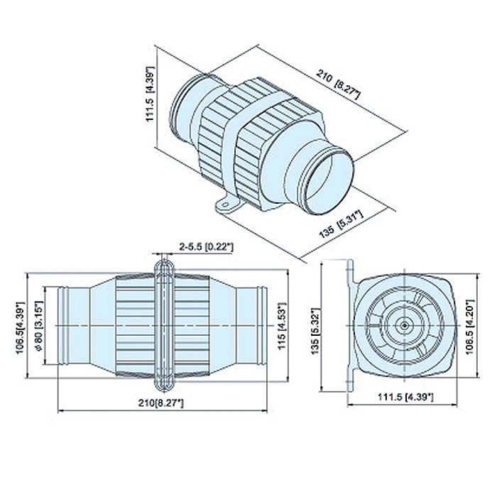 Вентилятор трюмный 12В, 3452 л/мин