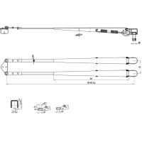 Поводок стеклоочистителя пантографный W.E 550-650мм, посадка на вал M8-10 (тип-XS)