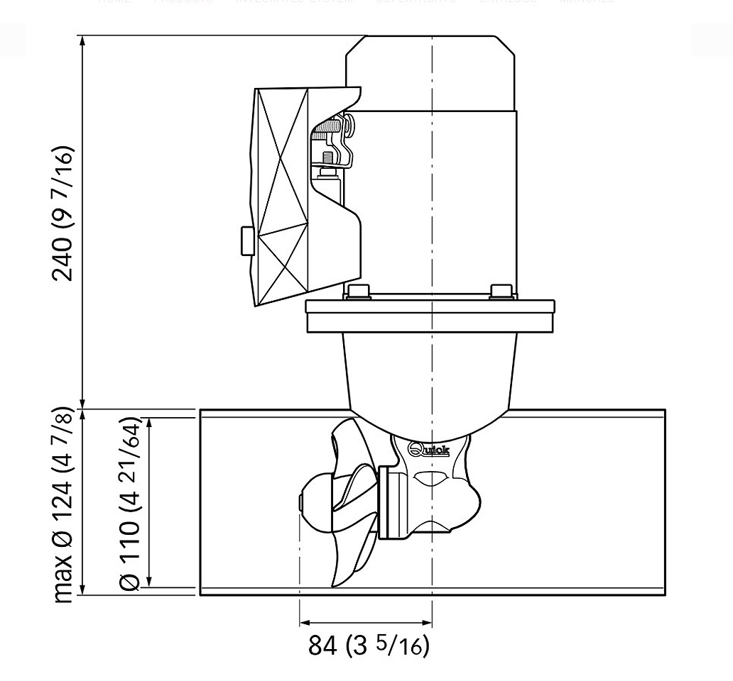 Комплект подруливающего устройства Quick , 1,3 кВт, 25 кгс, 12 В, 110 мм (включает джойстик TCD2042, 6-метровый кабель, тоннель 110х750 мм)