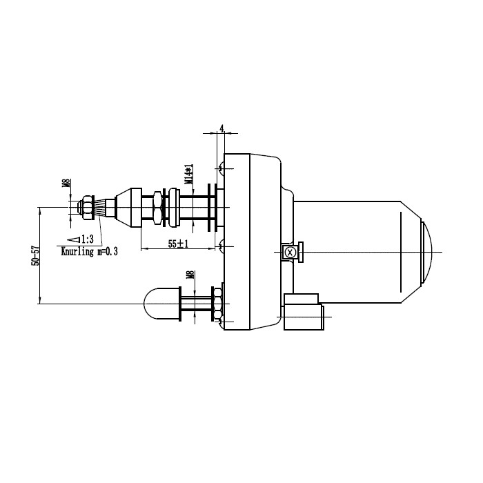 Электропривод стеклоочистителя W.E, длина резьбы 55 мм, посадка М8-10, 90°, 12В
