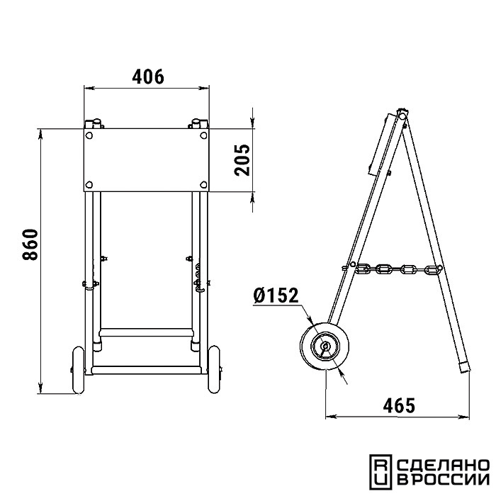 Тележка для ПЛМ складная "КОМПАКТ"