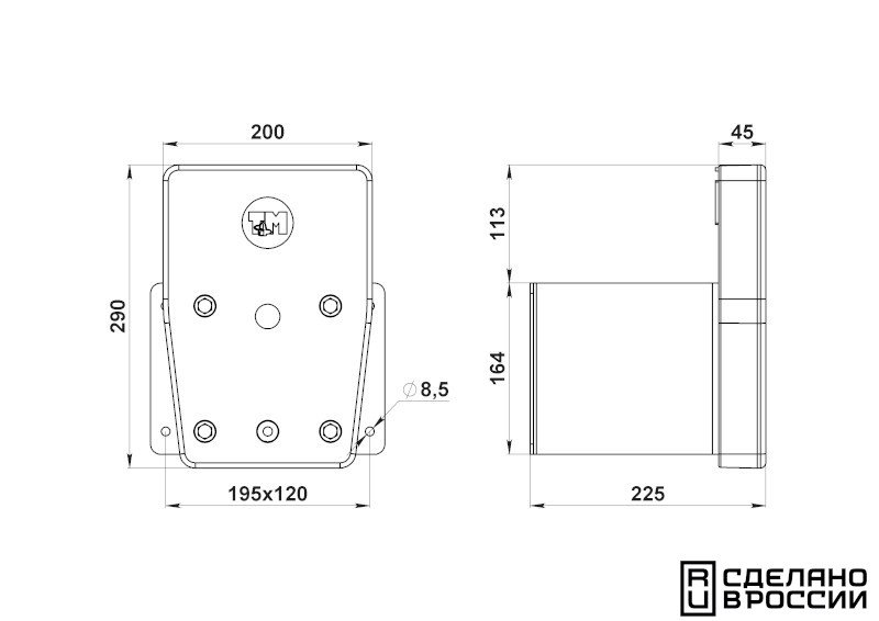 Транец выносной для ПЛМ до 12 л.с., доска из ПНД (вертикальный)