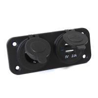 Панель с USB-разъемом NEKEKE 5В/2.4А и прикуривателем, черная