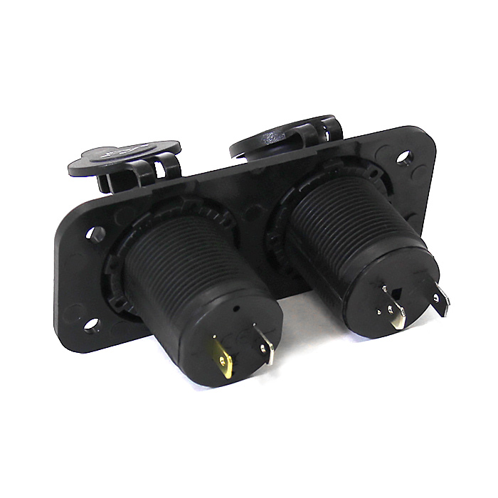 Панель с USB-разъемом NEKEKE 5В/2.4А и прикуривателем, черная