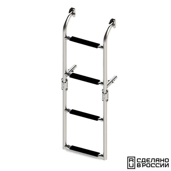 Трап складной с вертикальным креплением, 4 черных ступени (ширина 270 мм.)