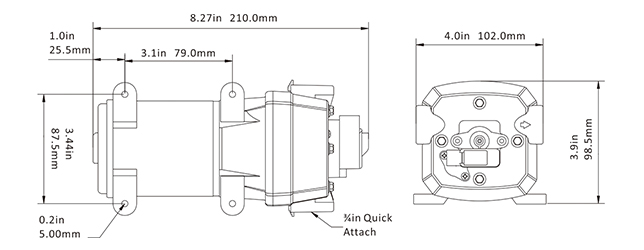 Четырехкамерный мембранный насос 41 SERIES 10 л/мин, 24В (Быстросъемные фитинги)
