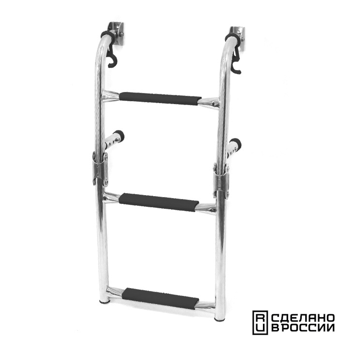 Трап складной с вертикальным креплением, 3 черных ступени (ширина 270 мм.)