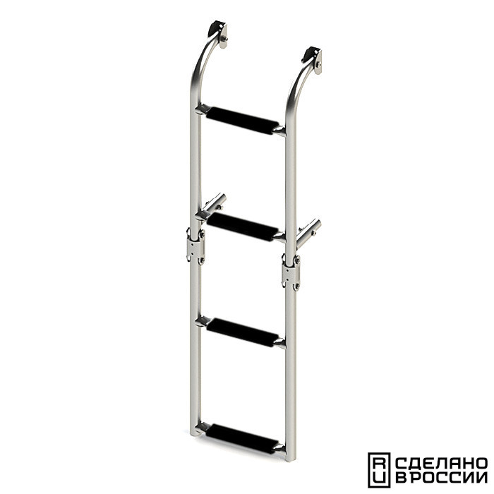 Трап складной с вертикальным креплением, 4 черных ступени (ширина 220 мм.)