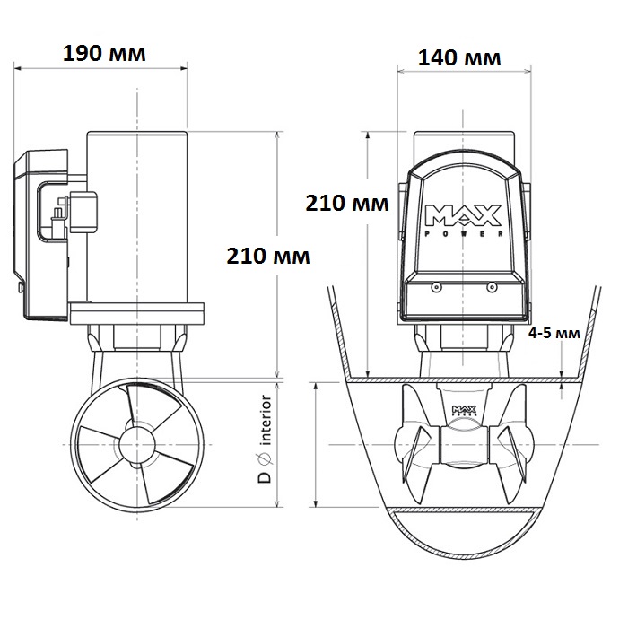 Электрическое подруливающие устройство CT 35, 12В