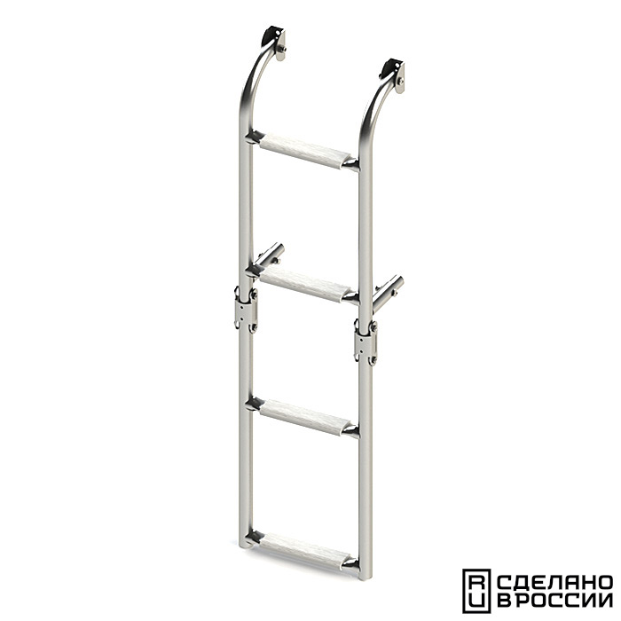 Трап складной с вертикальным креплением, 4 белых ступени (ширина 220 мм.)