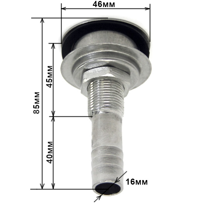 Горловина вентиляционная 16 мм, прямая