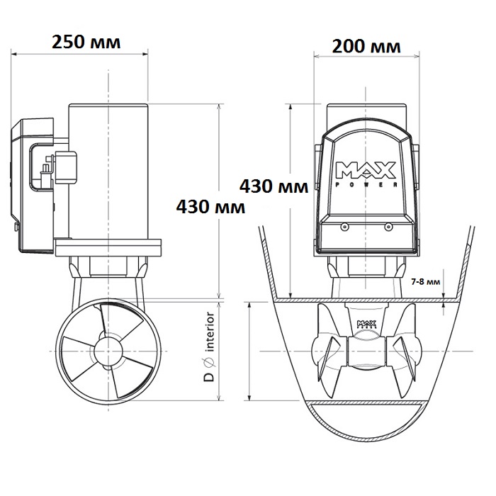 Электрическое подруливающие устройство CT 165, 24В