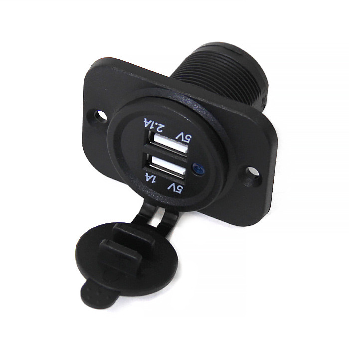 Панель с двойным USB разъемом и подсветкой NEKEKE 12-24V, прямоуг., фронт.