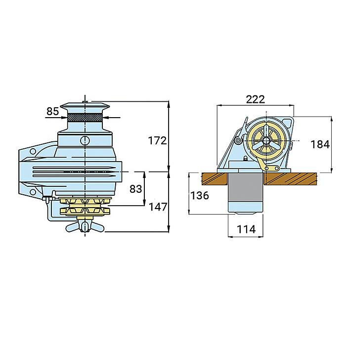 Лебедка якорная "Kobra", 1000Вт, 12В, цепь 8мм