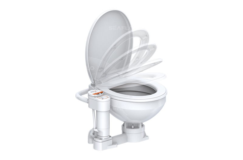 Унитаз судовой керамический с вертикальным насосом 24В (размер стандарт)