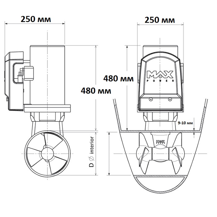 Электрическое подруливающие устройство CT 325, 24В