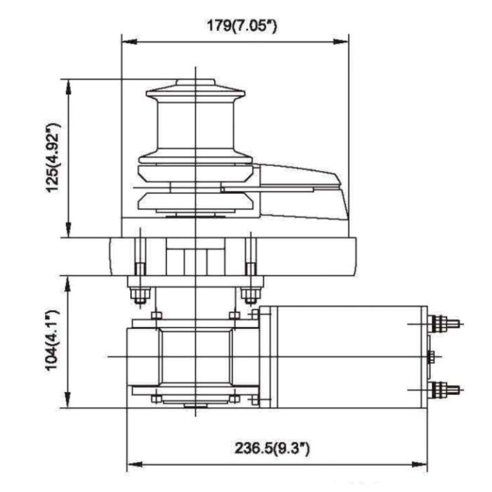 Лебедка якорная серии-C Heavy Duty Style (c барабаном) 600Вт, 12В, цепь 6 мм/веревка 12 мм
