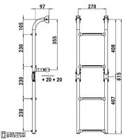 Трап складной с вертикальным креплением, 4 серых ступени (ширина 270 мм.)