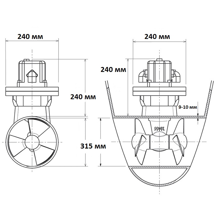 Гидравлическое подруливающее устройство CT HYD 325 (14кВт)