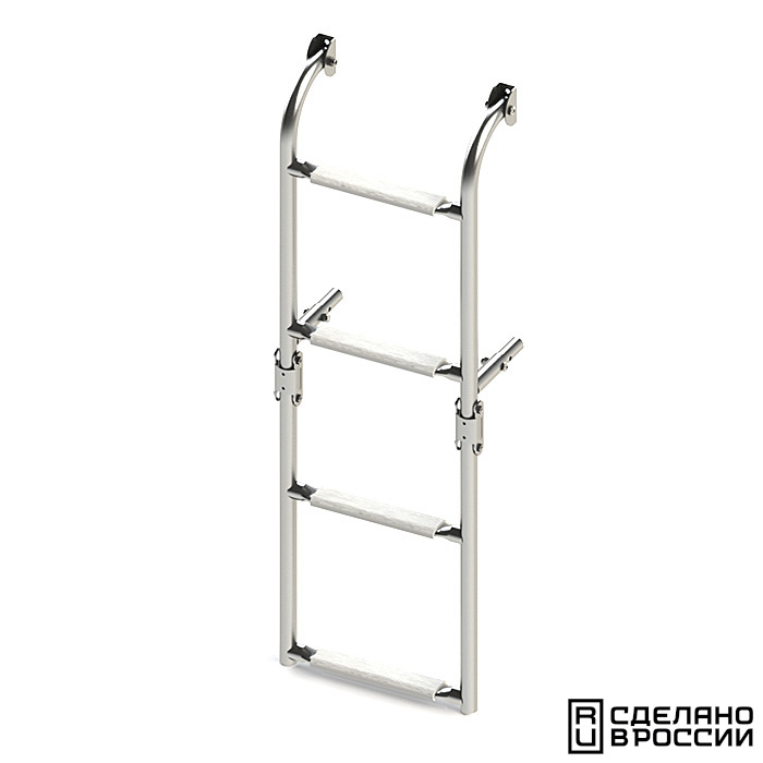 Трап складной с вертикальным креплением, 4 белых ступени (ширина 270 мм.)