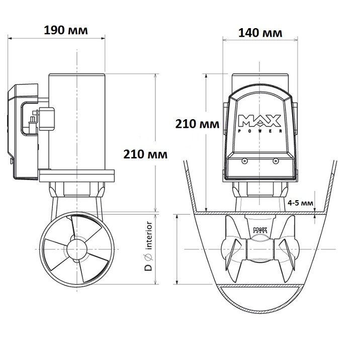 Электрическое подруливающие устройство CT 45, 12В