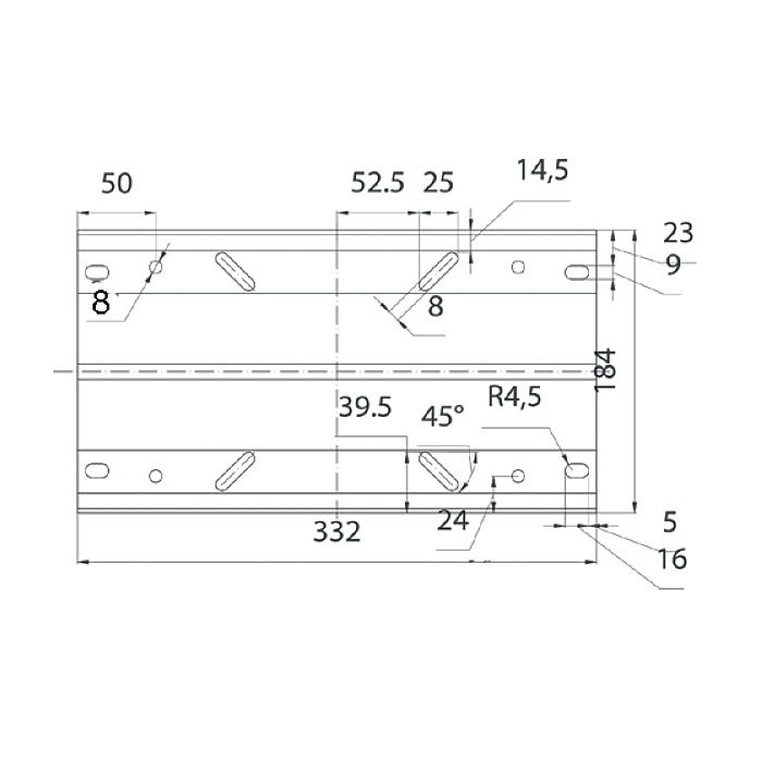 Переходник-основание сидений продольно-скользящий 332х184 мм