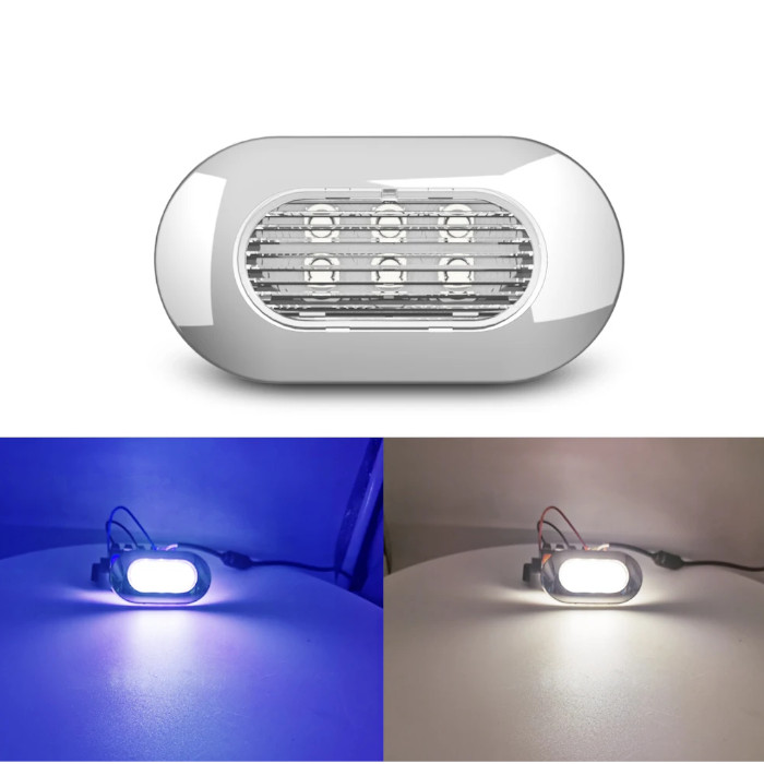 Светильник для подсветки палуб и трапов светодиодный, синий свет, нерж. сталь