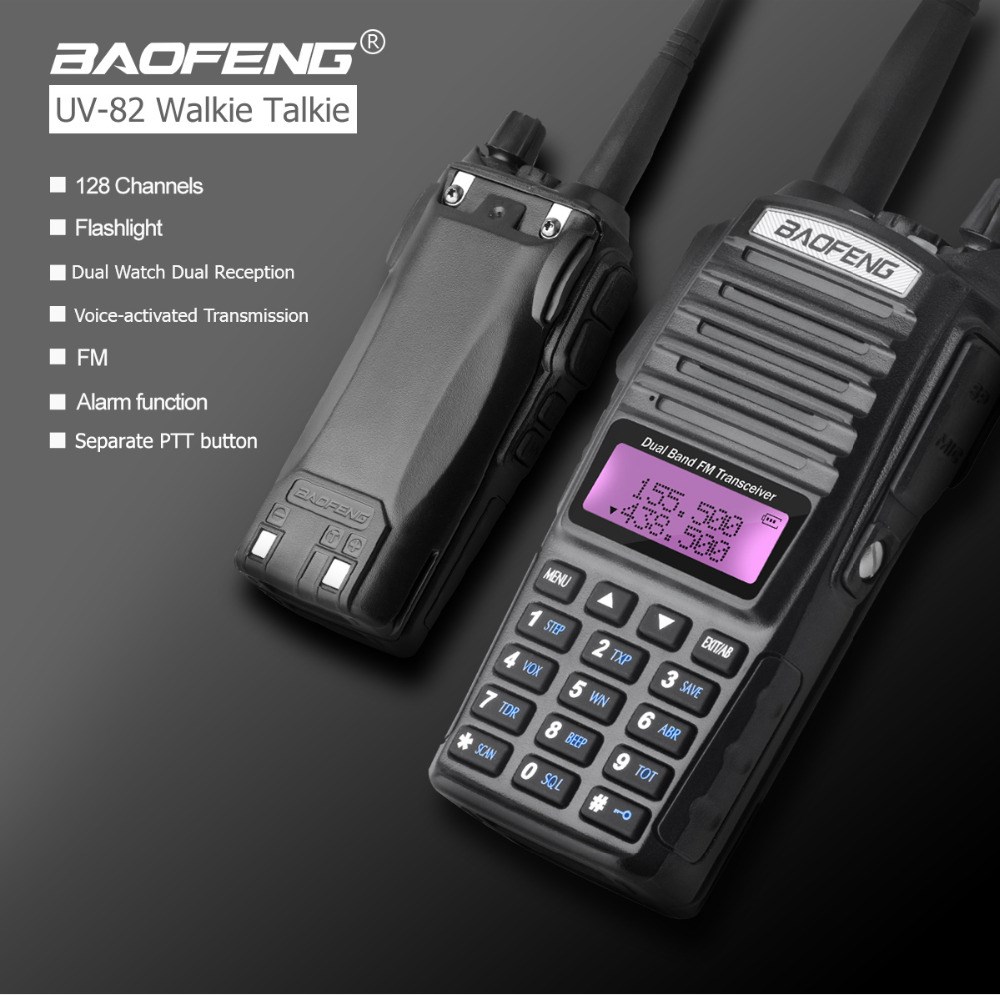 Baofeng UV-82 (Black) 5 Вт Портативная радиостанция VHF/UHF (136-174 МГц, 400-520 МГц)