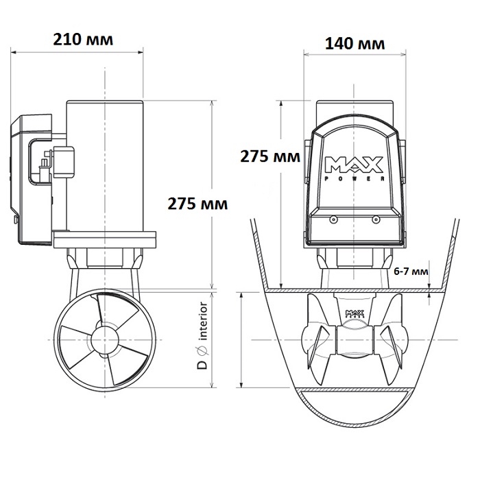 Электрическое подруливающие устройство CT 60, 24В