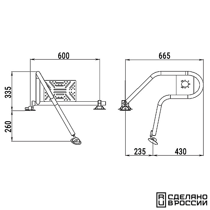 Стойка рулевая с креплением на баллон надувной лодки 32мм быстросъемная