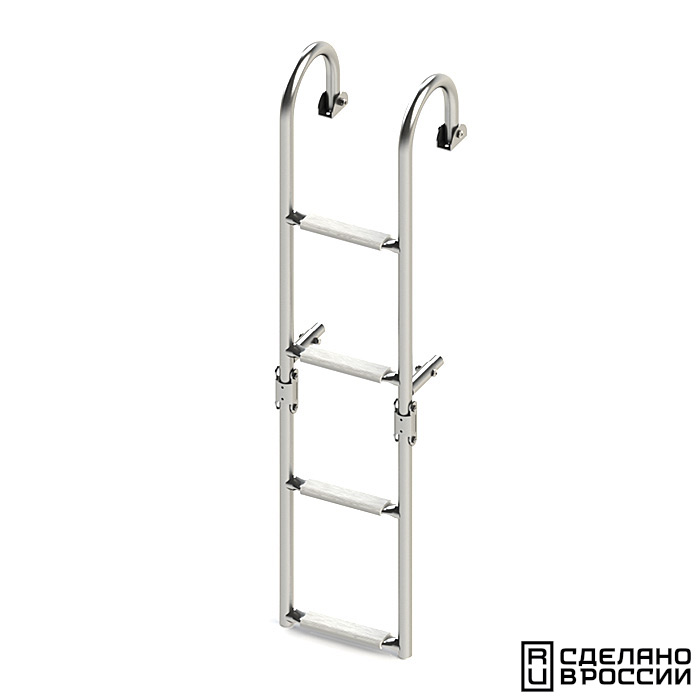 Трап складной с горизонтальным креплением, 4 белых ступени (ширина 220 мм.)