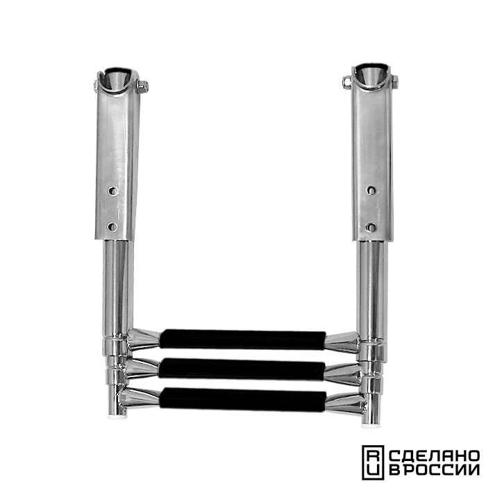 Трап телескопический складной узкий, 3 черных ступени (ширина 253 мм.)