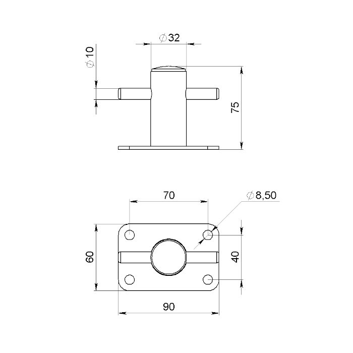 Кнехт одинарный 32 мм с основанием