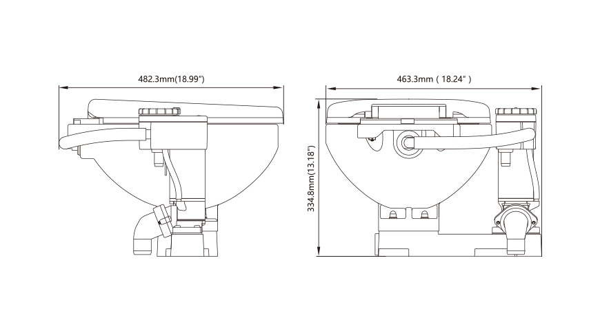 Унитаз судовой керамический с вертикальным насосом 24В (размер стандарт)