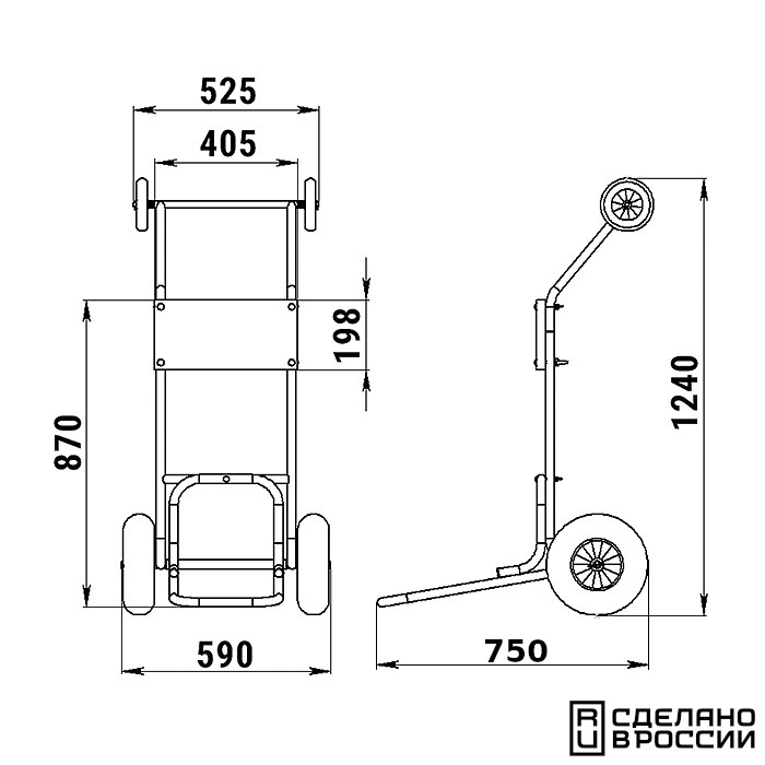 Тележка для ПЛМ с дополнительными колесами
