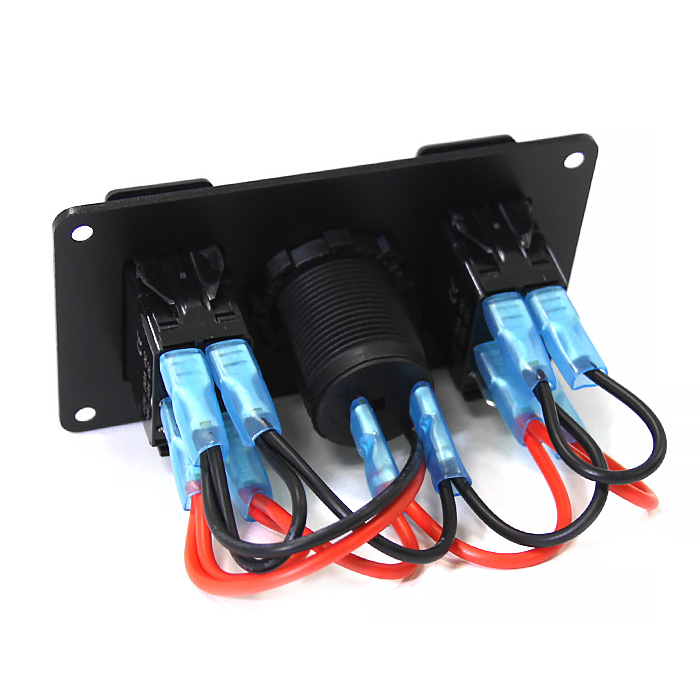 Панель 2х клавишных переключателей с розеткой питания NEKEKE