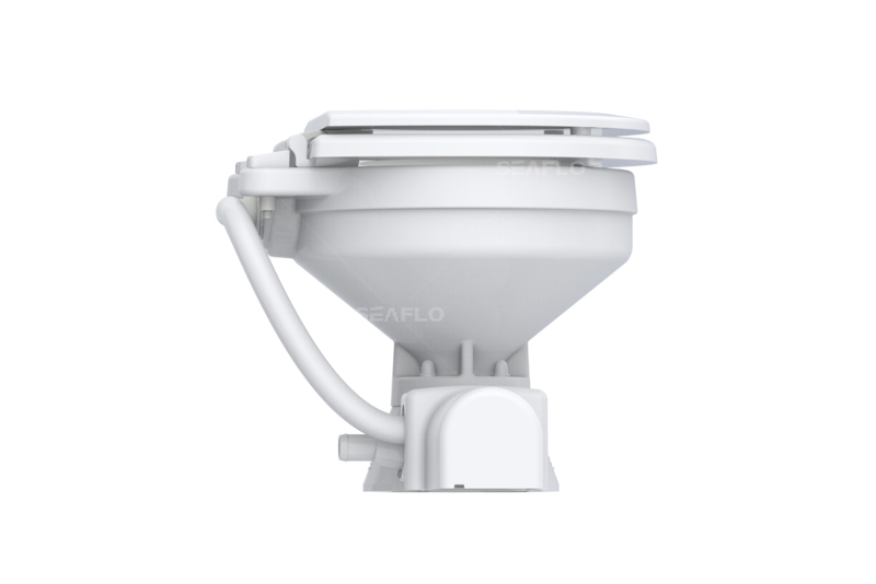 Унитаз судовой керамический 24В (компакт) сиденье из дерева с эмалевым покрытием