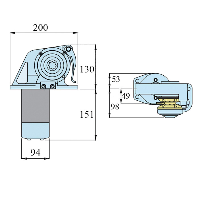 Лебедка якорная "Dorado", 800Вт, 12В, цепь 8мм  с кн. сброса