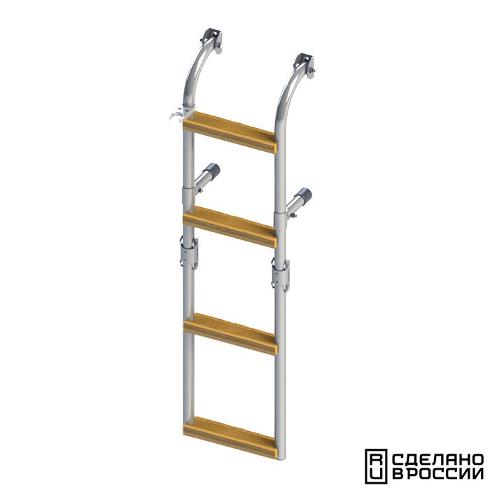 Трап складной с вертикальным креплением, 4 ступени ироко (ширина 215мм.)