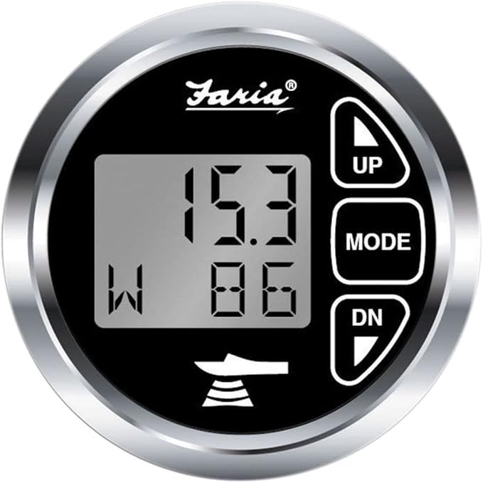 Faria 2" Dual Depth Sounder with Air & Water Temp Transom Mount Transducer - Chesapeake Stainless Steel Black 13752