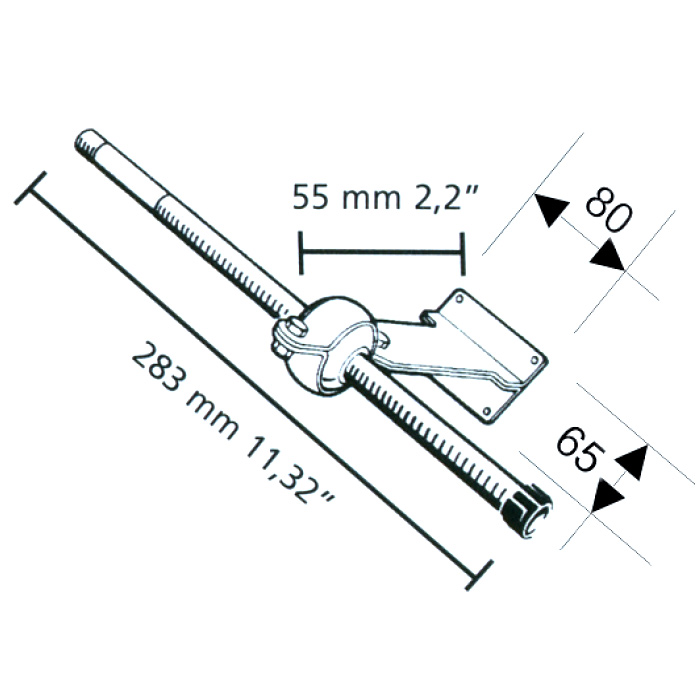 Опора транцевая РТ 283x117мм, нерж.сталь