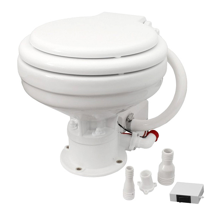 Унитаз судовой 360х445, в комплекте с электр.помпой 12В (нов)