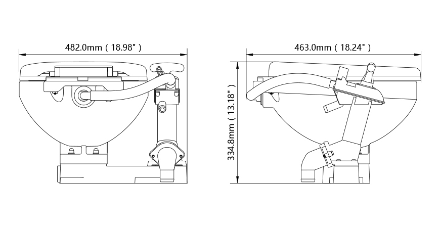 Унитаз судовой керамический с ручной прокачкой (размер стандарт)