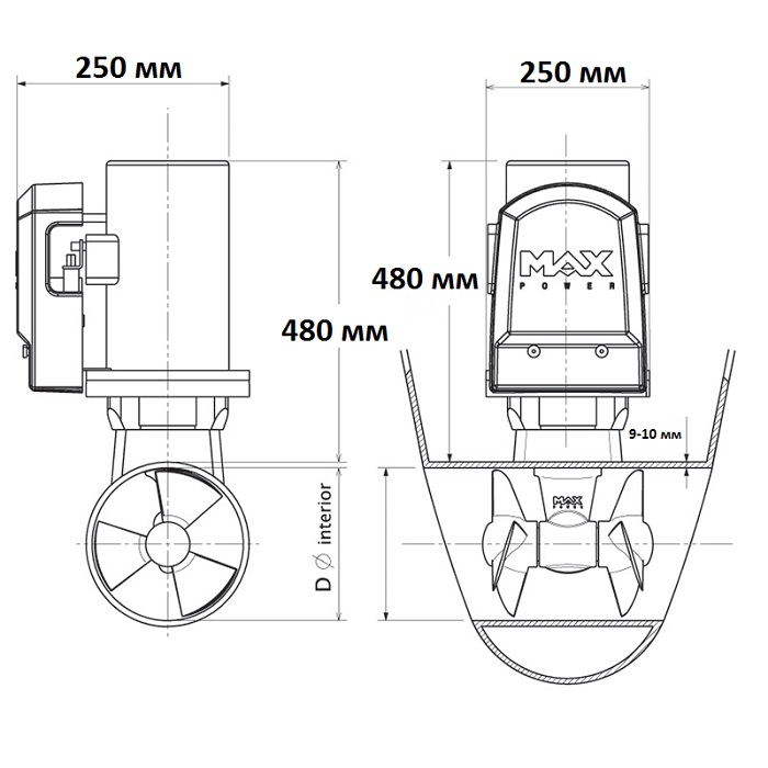 Электрическое подруливающие устройство CT 300, 24В