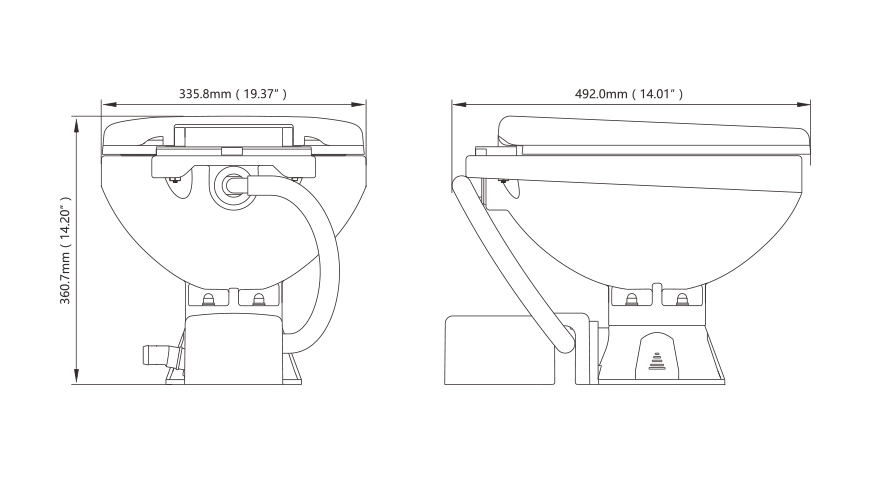 Унитаз судовой керамический 24В (стандарт) сиденье из пластика