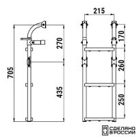 Трап складной с вертикальным креплением, 3 ступени ироко (ширина 215мм.)