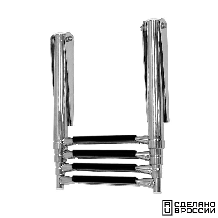 Трап телескопический складной, 4 черных ступени (ширина 320 мм.) AISI 316